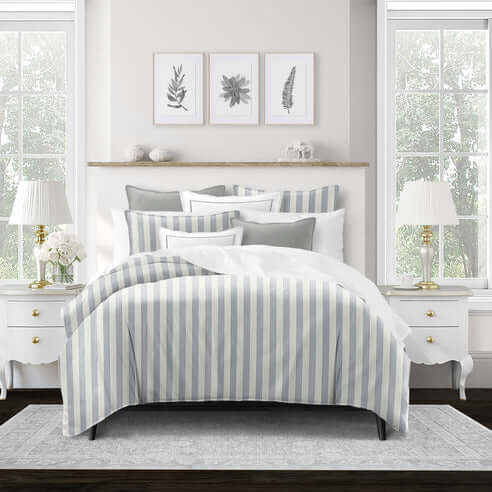 FAIT AU CANADA - Modèle WAVE RUNNER ( Gris ) - 5 PIECES - Par Colcha Linens - Literie - Déco et moi