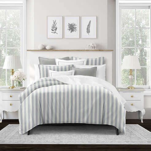 FAIT AU CANADA - Modèle WAVE RUNNER ( Gris ) - 5 PIECES - Par Colcha Linens - Literie - Déco et moi