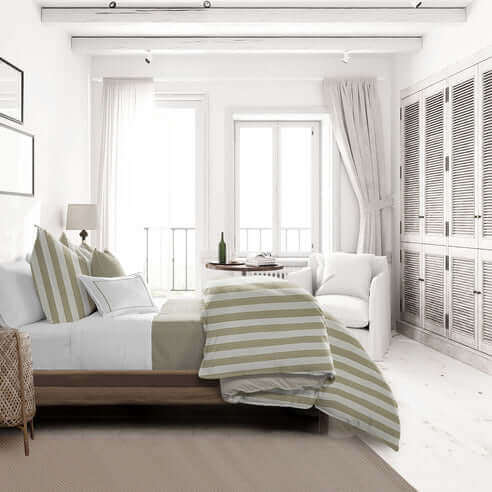 FAIT AU CANADA- Modèle WAVE RUNNER ( Sable ) - 5 PIECES-  Par Colcha Linens - Douillette, Couvre-lit, Housse de couette Colcha Linens - Literie-Déco et moi 