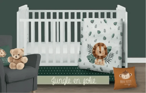 ( Fait au Québec) 2 ensembles de literie pour JUMEAUX/JUMELLES - JUNGLE EN FOLIE - Literie - Déco et moi