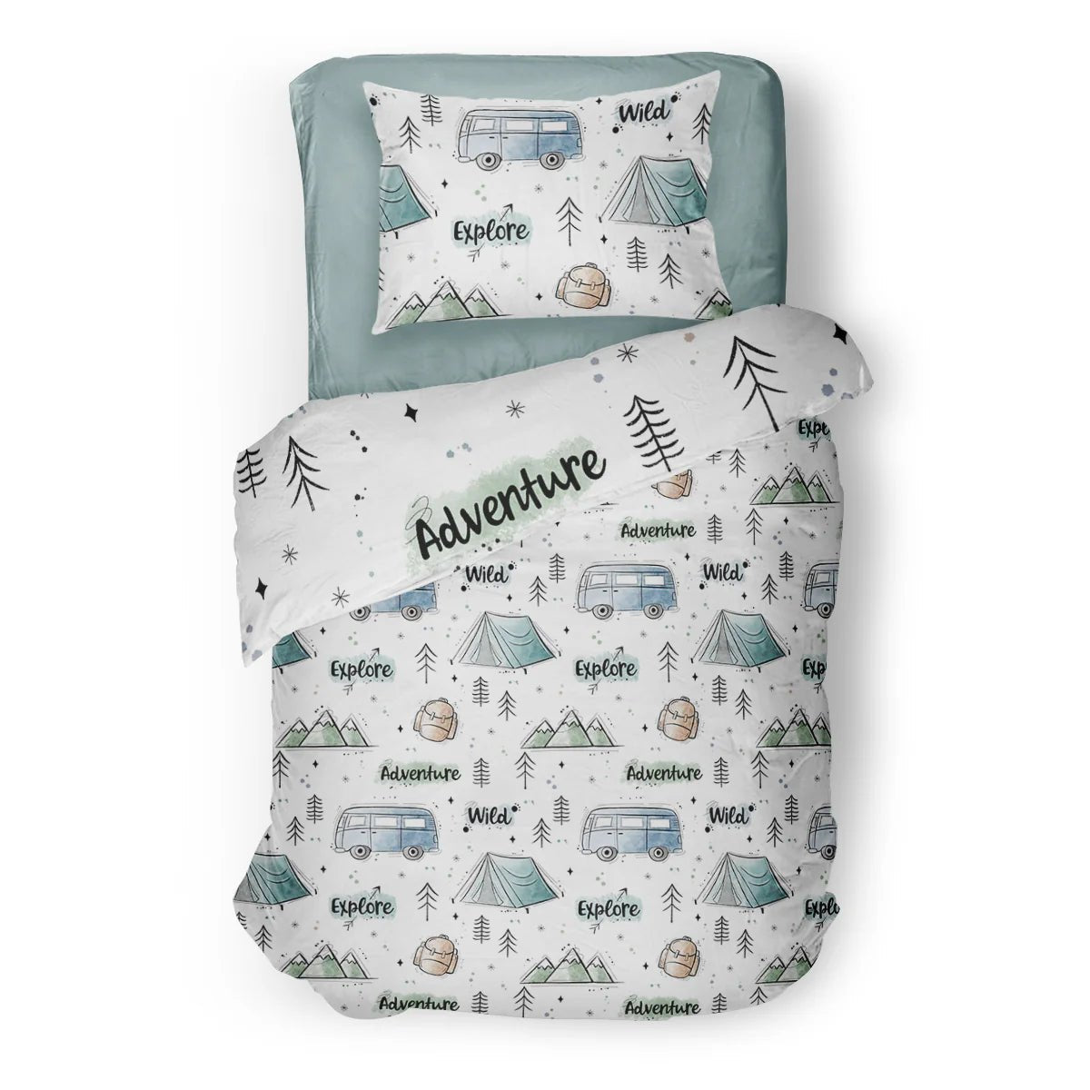 (FAIT AU QUEBEC) Camping sauvage - Couvre - lit pour enfants - Literie - Déco et moi