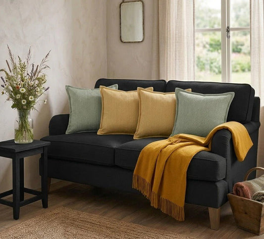 ( Fait au Québec ) - Coussin Enzo ( vert sauge ou jaune safran ) - Coussins Accent mode - Literie-Déco et moi