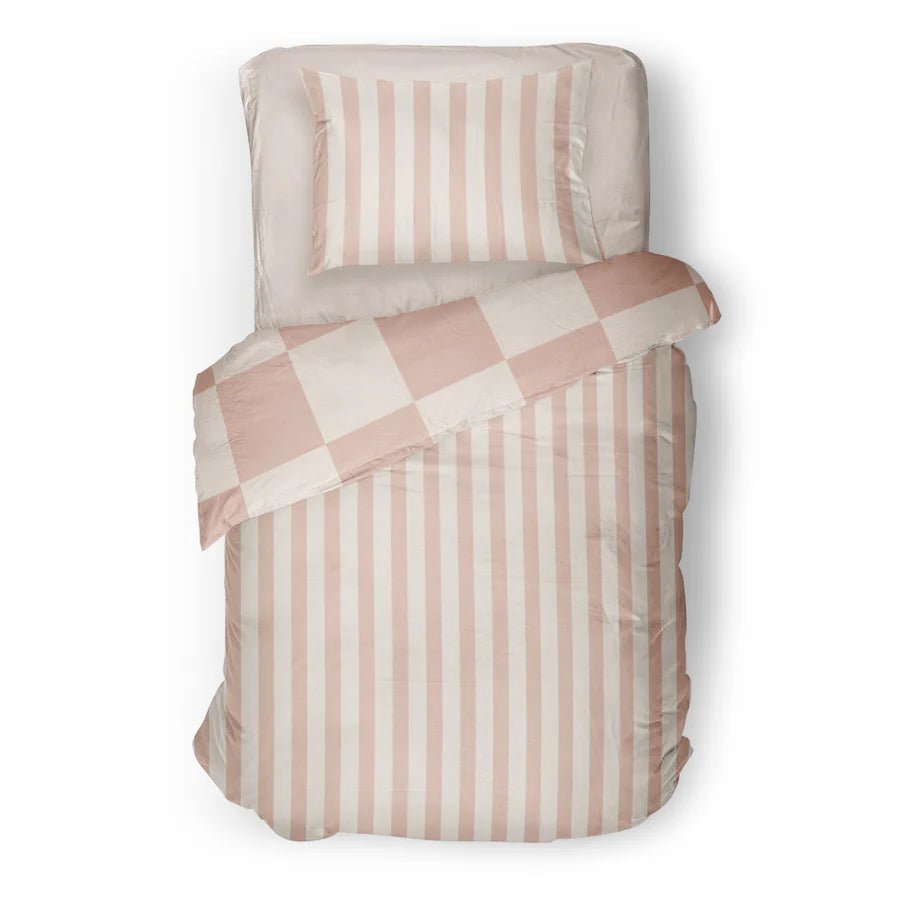 (FAIT AU QUEBEC) Damier ligné - Couvre - lit pour enfants - Literie - Déco et moi