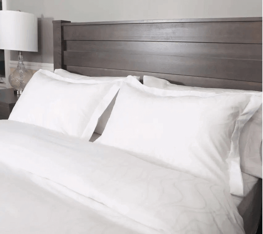 (FAIT AU QUÉBEC) Draps blanc en coton Jacquard (Motifs de Vagues) -Pour lit électrique /articulé-JUMEAU XL, QUEEN OU KING Draps  ,disponible chez Literie-Déco et moi 