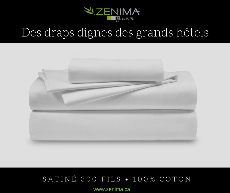 FAIT AU QUEBEC ) - Draps coton satiné , 300 fils ( 100% coton )Pour lit articulé / électrique - JUMEAU XL, QUEEN ou KING - Literie - Déco et moi