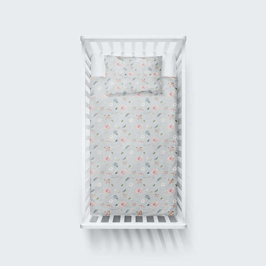 ( Fait au Québec) Ensemble de literie bébé- FLEURS ET COTON housses de couette bébé  ,disponible chez Literie-Déco et moi 