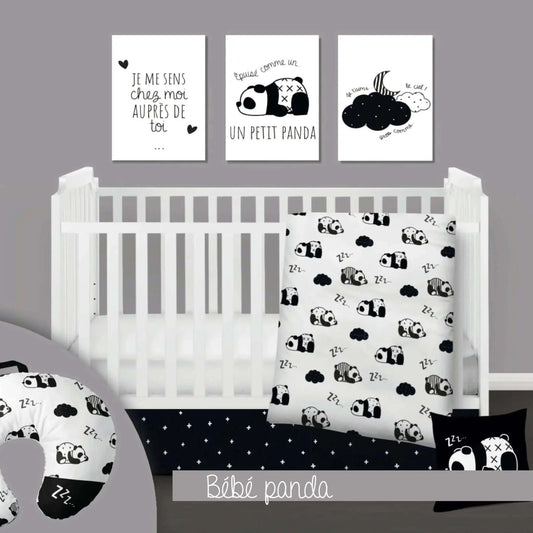 ( Fait au Québec) Ensemble de literie et accessoires pour bébé - BÉBÉ PANDA - Literie bébés Textile Patlin - Literie-Déco et moi 