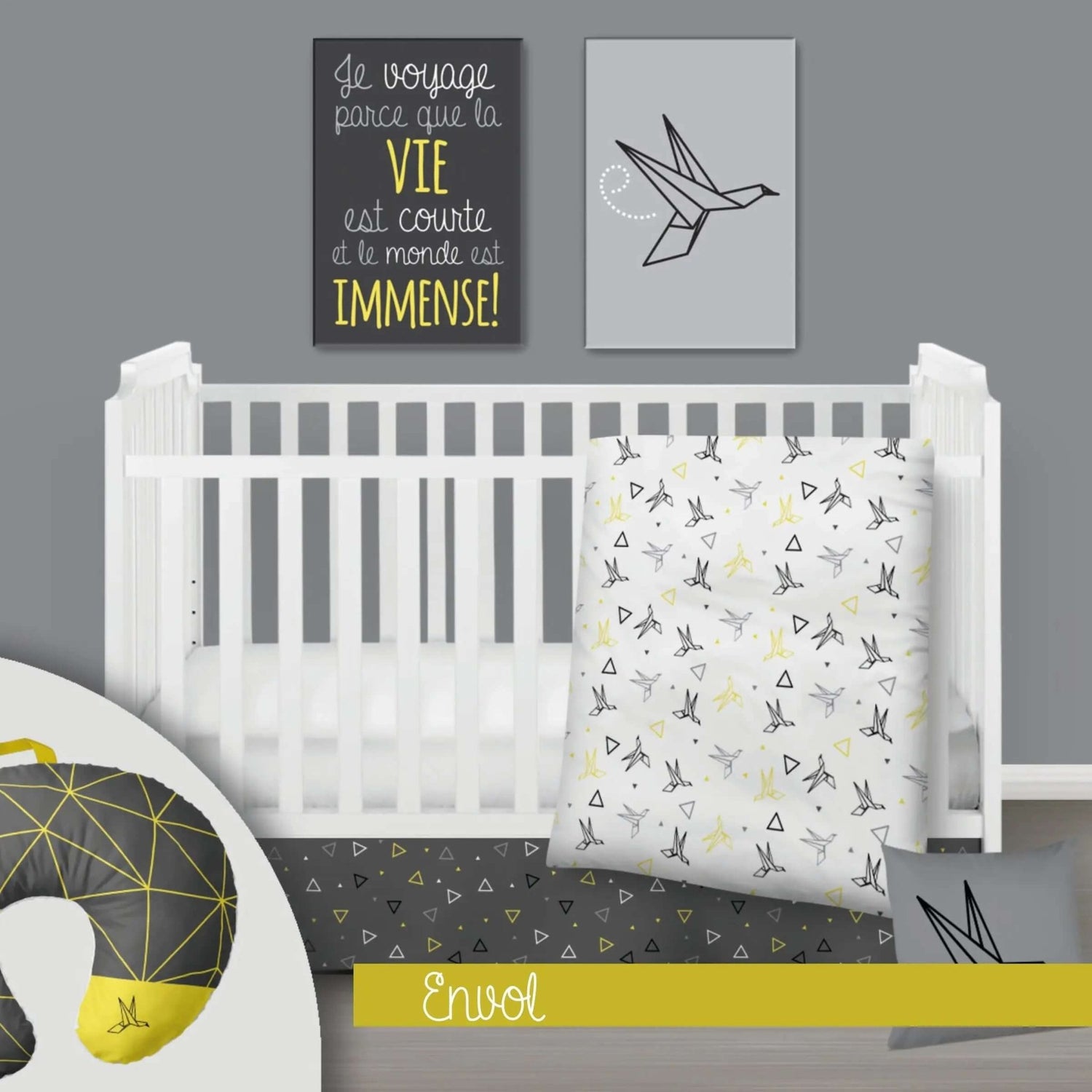( Fait au Québec) Ensemble de literie et accessoires pour bébé - ENVOL Literie bébés  ,disponible chez Literie-Déco et moi 