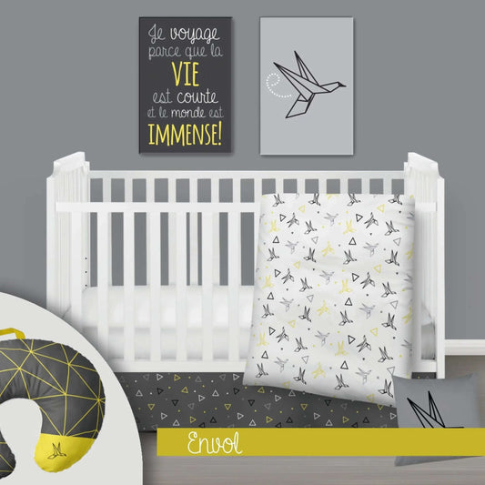 ( Fait au Québec) Ensemble de literie et accessoires pour bébé - ENVOL Literie bébés  ,disponible chez Literie-Déco et moi 