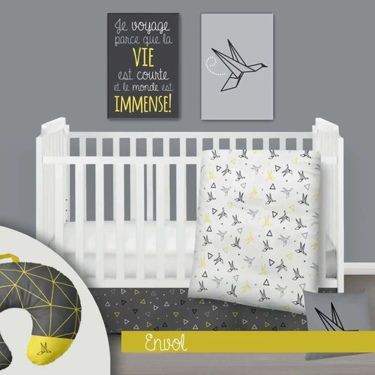( Fait au Québec) Ensemble de literie et accessoires pour bébé - ENVOL - Literie bébés Textiles Patlin - Literie-Déco et moi 