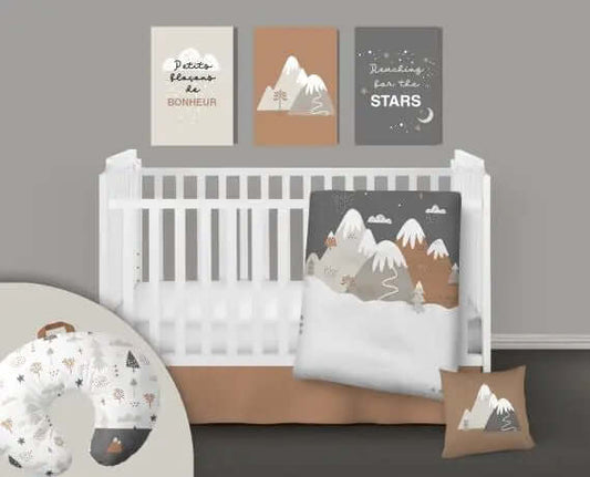 ( Fait au Québec) Ensemble de literie et accessoires pour bébé - LA NUIT ENNEIGÉE - Literie - Déco et moi