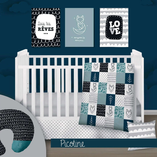 ( Fait au Québec) Ensemble de literie et accessoires pour bébé - PICOTINE Literie bébés  ,disponible chez Literie-Déco et moi 