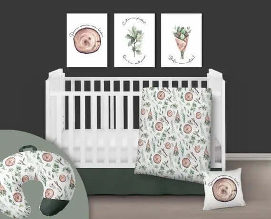 ( Fait au Québec) Ensemble de literie et accessoires pour bébé - PROMENADE EN FORET Literie bébés  ,disponible chez Literie-Déco et moi 