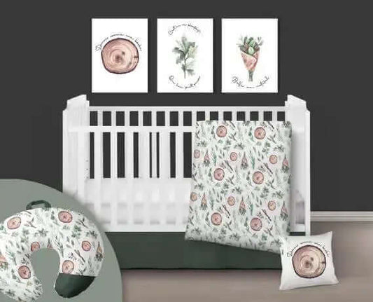 ( Fait au Québec) Ensemble de literie et accessoires pour bébé - PROMENADE EN FORET - Literie bébés Textile Patlin - Literie-Déco et moi 