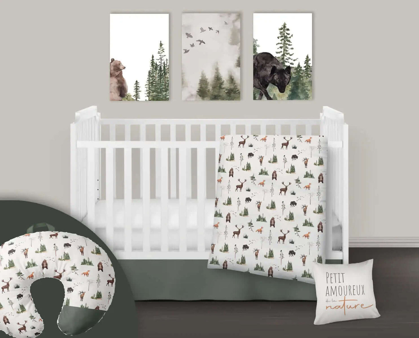( Fait au Québec) Ensemble de literie et accessoires pour bébé - RÉSERVE NATURELLE - Literie bébés Textiles Patlin - Literie-Déco et moi 