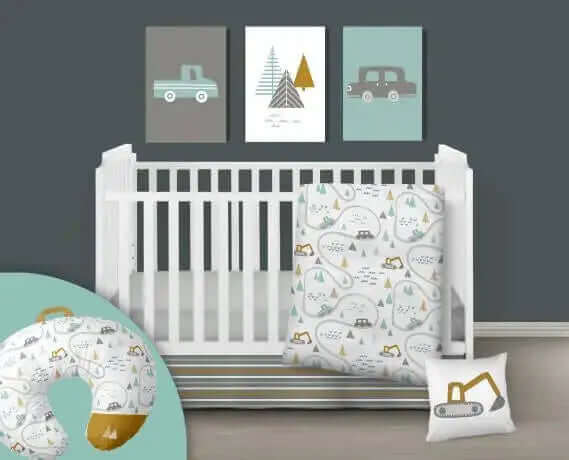 ( Fait au Québec) Ensemble de literie et accessoires pour bébé - ROAD TRIP - Literie bébés Textiles Patlin - Literie-Déco et moi 
