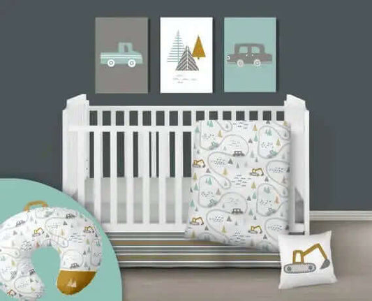 ( Fait au Québec) Ensemble de literie et accessoires pour bébé - ROAD TRIP - Literie bébés Textiles Patlin - Literie-Déco et moi 