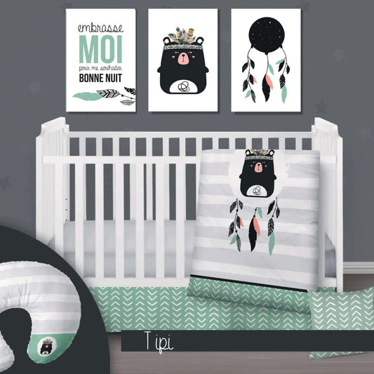 ( Fait au Québec) Ensemble de literie et accessoires pour bébé - TIPI Literie bébés  ,disponible chez Literie-Déco et moi 