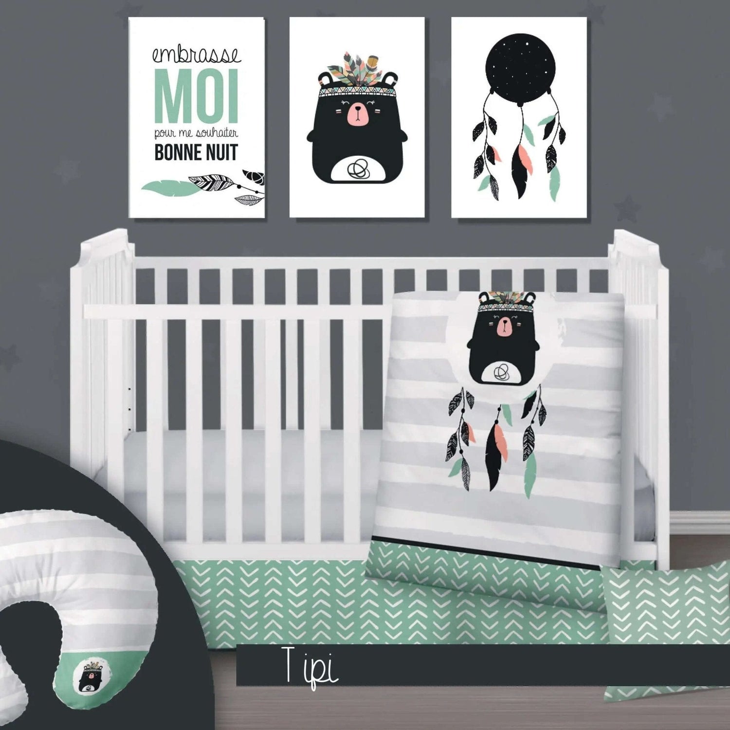 ( Fait au Québec) Ensemble de literie et accessoires pour bébé - TIPI - Literie - Déco et moi