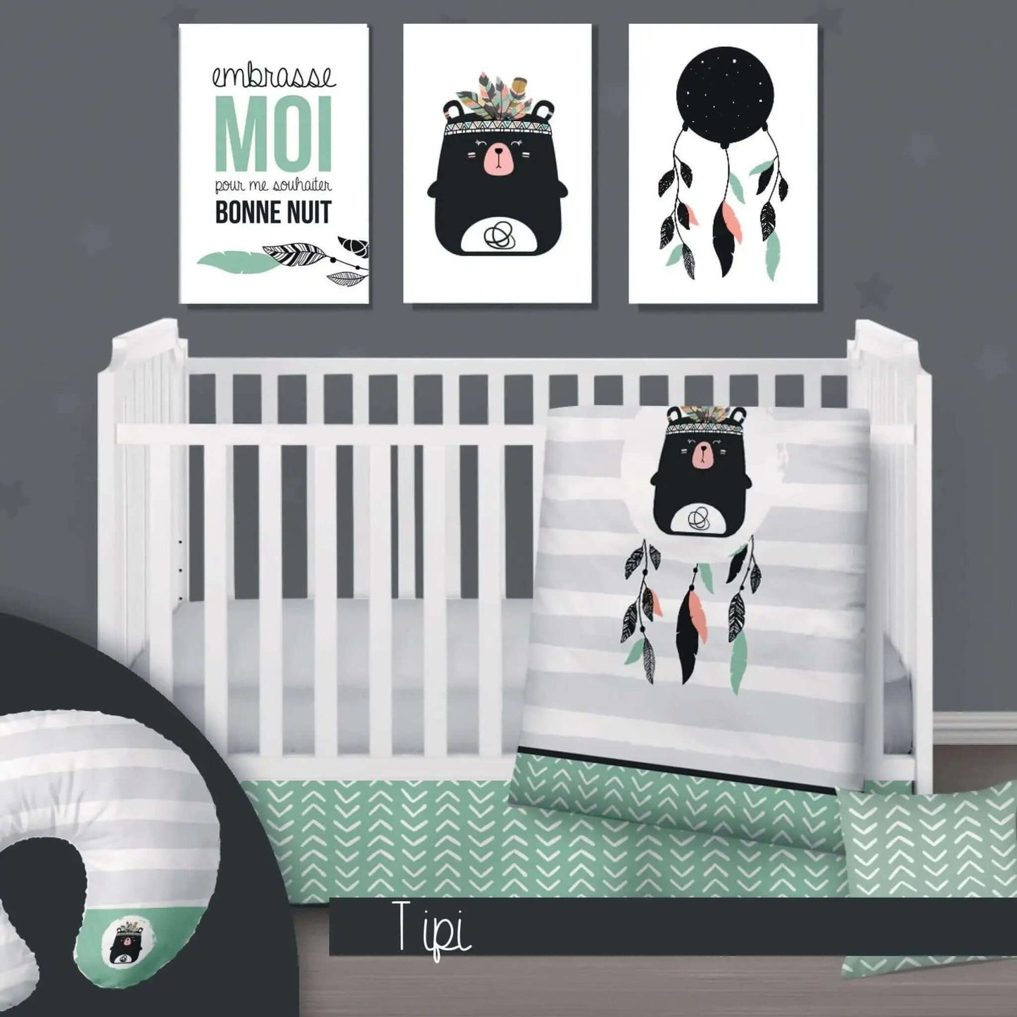 ( Fait au Québec) Ensemble de literie et accessoires pour bébé - TIPI - Literie bébés Textiles Patlin - Literie-Déco et moi 