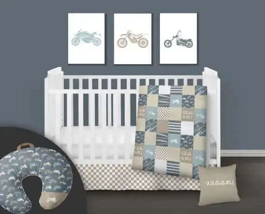 ( Fait au Québec) Ensemble de literie et accessoires pour bébé - VROOM - Literie bébés Textiles Patlin - Literie-Déco et moi 