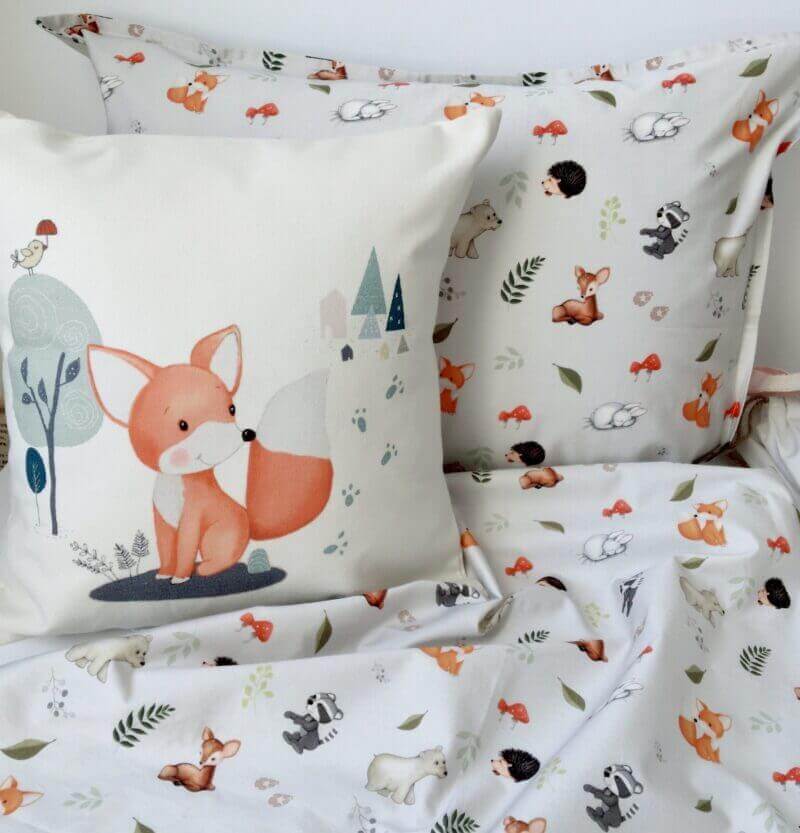 ( Fait au Québec) Ensemble de literie pour bébé- ANIMAUX DE LA FORET (Gris) - housses de couette bébé Atelier la Fée - Literie-Déco et moi 