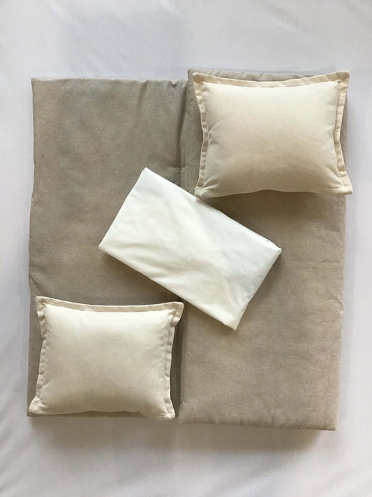 ( Fait au Québec) Ensemble de literie pour bébé EFFET LIN ( Réversible ) Douillette bébé  ,disponible chez Literie-Déco et moi 
