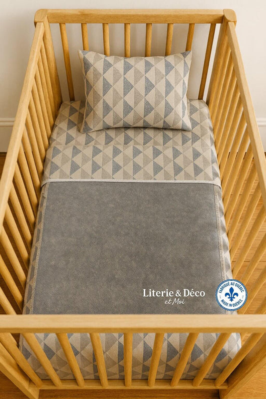 Fait au Québec Ensemble de literie pour bébé JULES (Réversible) - Douillette bébé Literie & Déco et moi - $239.99! Literie-Déco et moi 