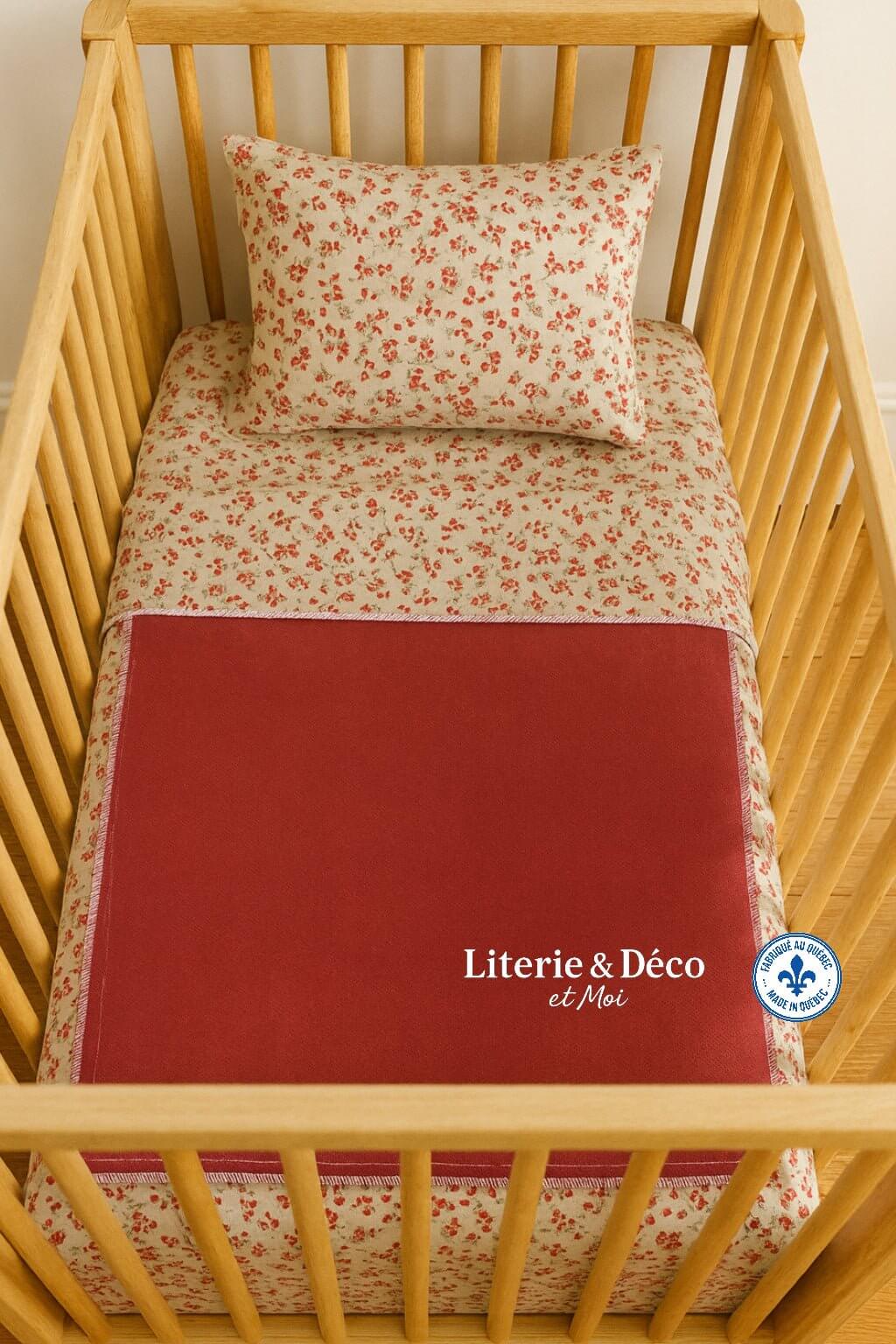 ( Fait au Québec) Ensemble de literie pour bébé ROSIE ( Réversible ) - Douillette bébé Chéné-Sasseville - Literie-Déco et moi 
