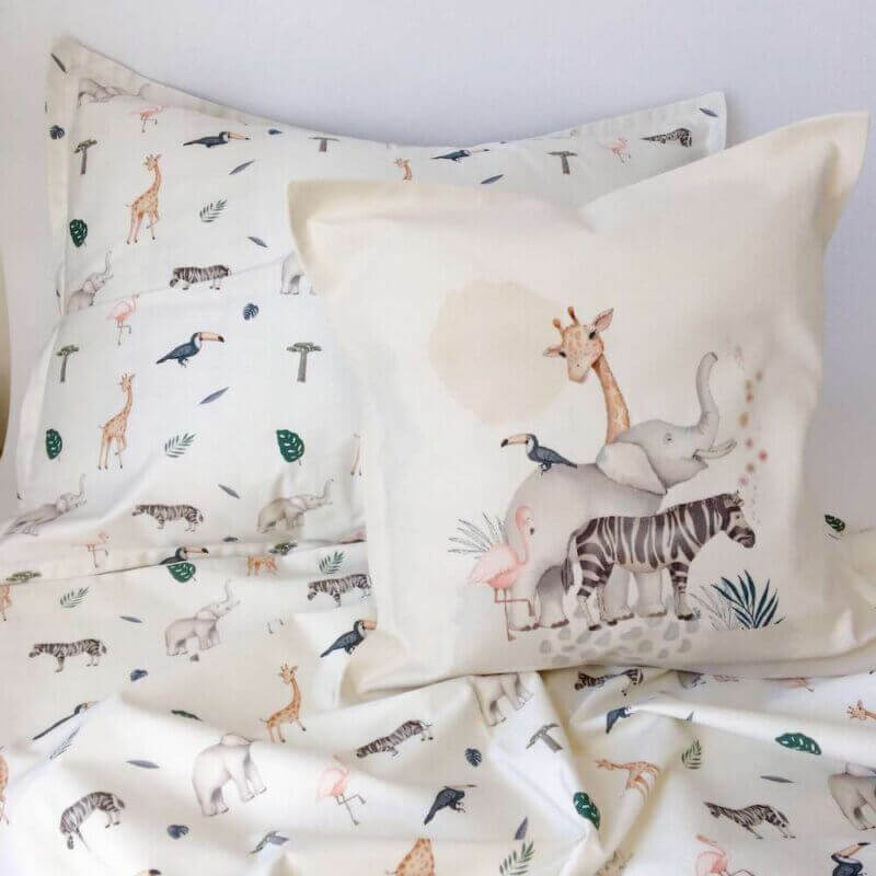 ( Fait au Québec) Ensemble de literie pour bébé- SAFARI - housses de couette bébé Atelier la Fée - $24.99! Literie-Déco et moi 