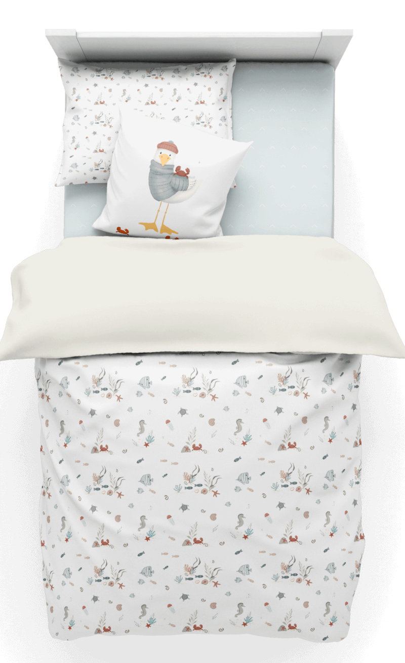 ( Fait au Québec) Ensemble de literie pour bébé- SOUS LA MER housses de couette bébé  ,disponible chez Literie-Déco et moi 