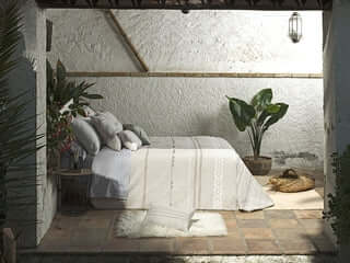 ( Fait au Québec ) Ensemble douillette MILO ( Gris , taupe et blanc ) - Literie - Déco et moi