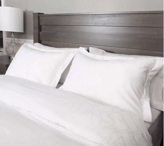 ( Fait au Québec ) Ensemble draps blancs Jacquard ( Motifs de vagues ) - Literie - Déco et moi