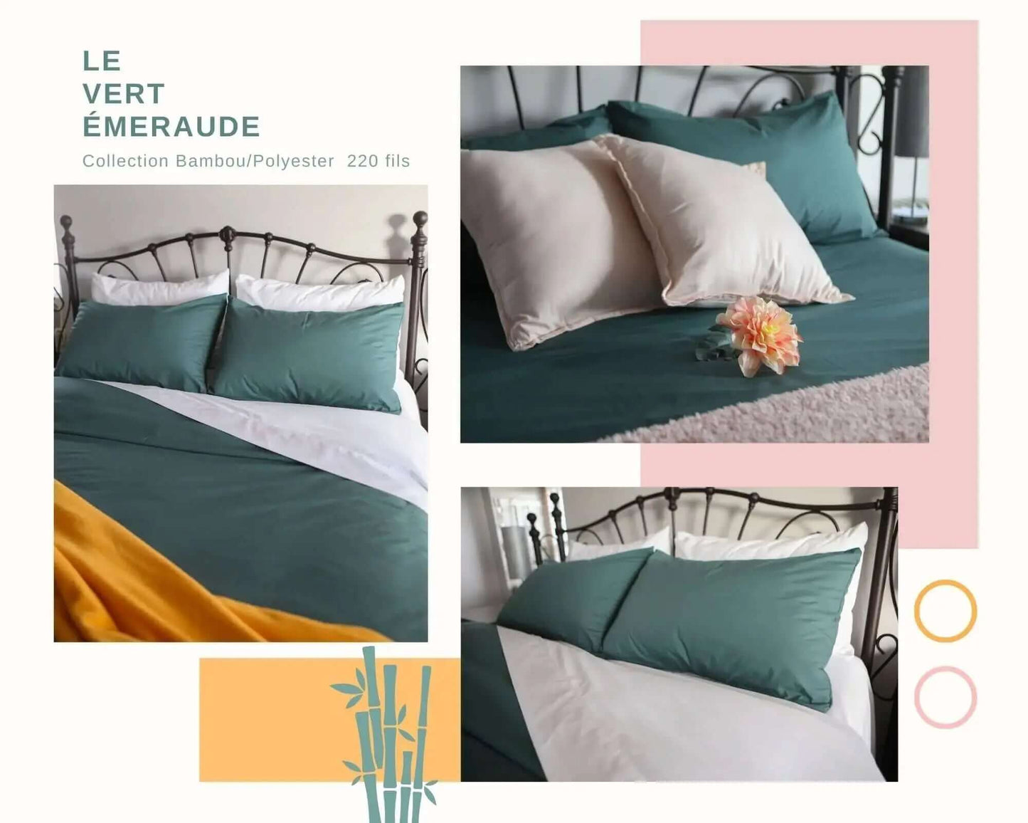 ( Fait au Québec )Ensemble draps rayonne de bambou / polyester BALNAO ( 220 fils) - Draps Zénima - Literie-Déco et moi 