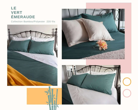( Fait au Québec )Ensemble draps rayonne de bambou / polyester BALNAO ( 220 fils) Draps  ,disponible chez Literie-Déco et moi 