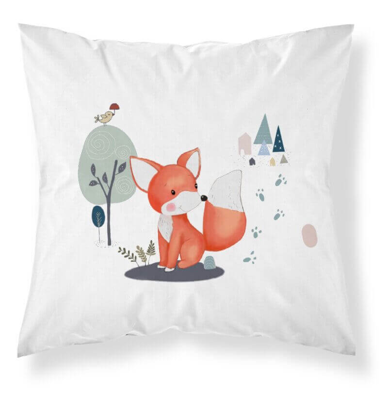 ( Fait au Québec) Ensemble housse de couette - ANIMAUX DE LA FORET ( Gris) - housses de couette enfants Atelier la Fée - Literie-Déco et moi 