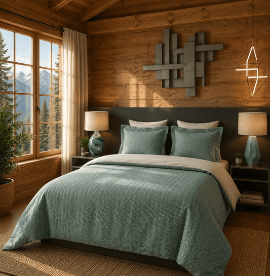 (FAIT AU QUÉBEC) -Ensemble housse de couette CATELLE ( Turquoise ) - Housse de couette Chéné-Sasseville - $239.99! Literie-Déco et moi 