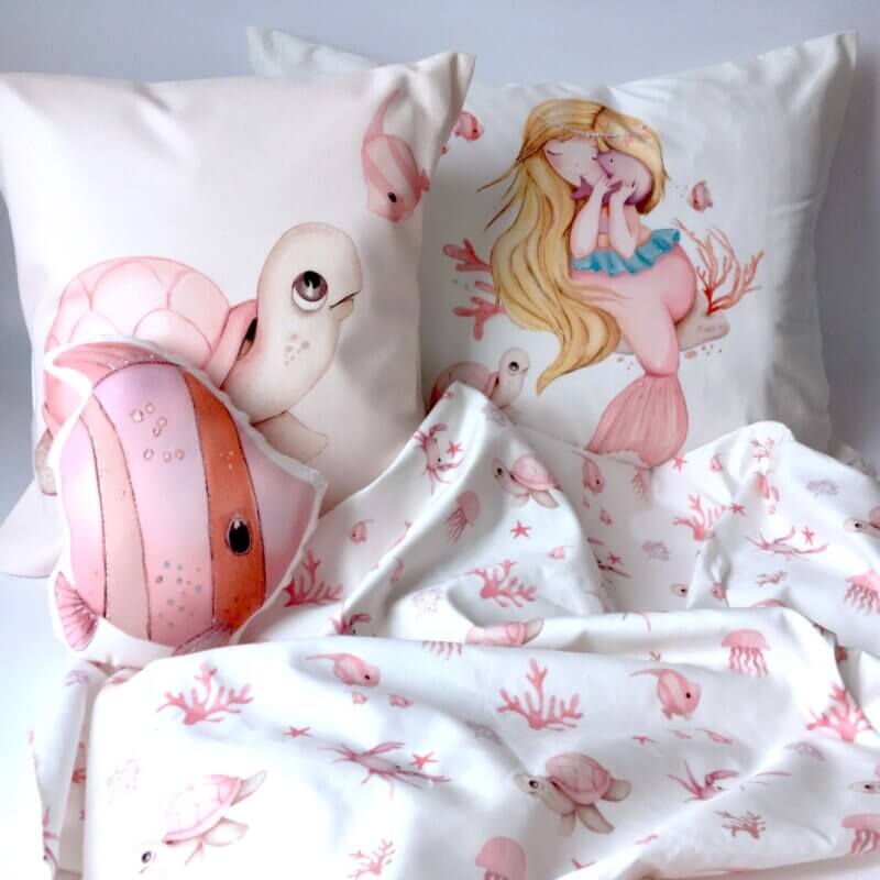 ( Fait au Québec)  Ensemble housse de couette - LA MER ( SIRENE) housses de couette enfants  ,disponible chez Literie-Déco et moi 