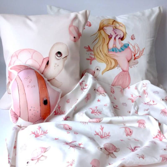 ( Fait au Québec)  Ensemble housse de couette - LA MER ( SIRENE) housses de couette enfants  ,disponible chez Literie-Déco et moi 