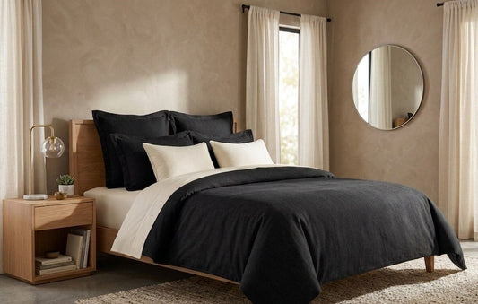 (FAIT AU QUÉBEC) - Ensemble housse de couette NOIR ONYX - Housse de couette Chéné-Sasseville - $249.99! Literie-Déco et moi 