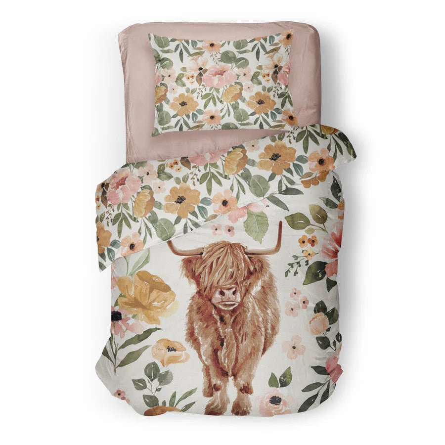 (FAIT AU QUEBEC) Fleurs Highland - Couvre - lit pour enfants - Literie - Déco et moi