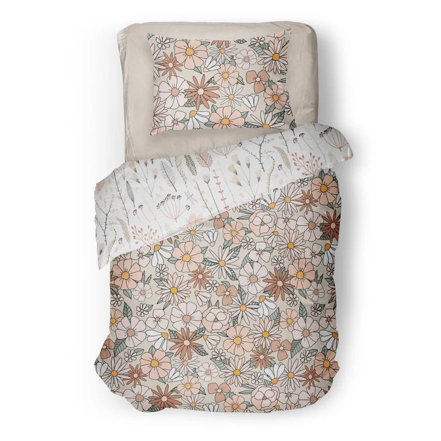 (FAIT AU QUEBEC) Fleurs vintage - Couvre - lit pour enfants - Literie - Déco et moi