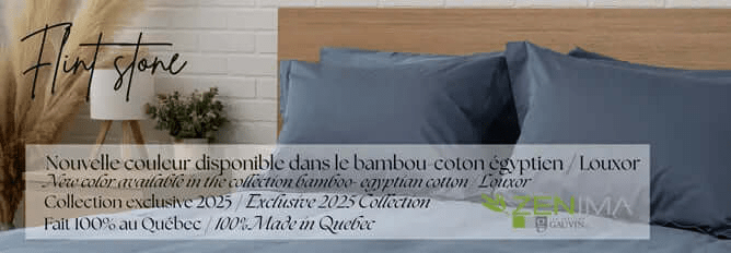 ( Fait au Québec ) Housse de couette BAMBOU / COTON ÉGYPTIEN LOUXOR ( 330fils) - 6 teintes disponibles - Draps Zénima - Literie-Déco et moi 