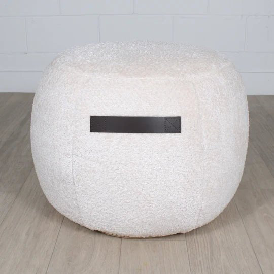  FAIT AU QUÉBEC- Pouf rond Sherpa  ( 6 teintes disponibles ) de Marie Dooley – PRODUIT  de qualité chez Literie & Déco et Moi