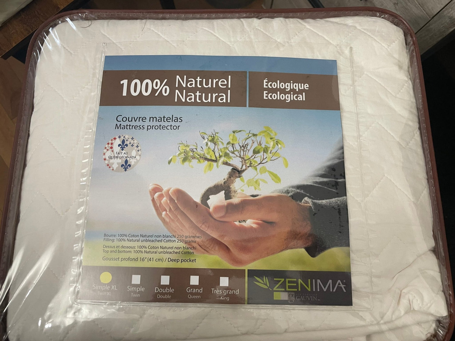 ( Fait au Québec)  Protège-matelas matelassé 100% NATUREL ÉCOLOGIQUE ( avec élastique tout autour ) - Protège-matelas Zénima - $109.99! Literie-Déco et moi 