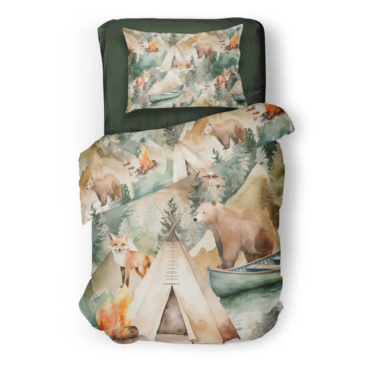 (FAIT AU QUEBEC) Randonnée en montagne - Couvre - lit pour enfants - Literie - Déco et moi