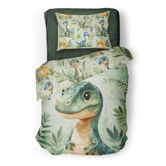 (FAIT AU QUEBEC) Tropiko-T-Rex - Couvre-lit pour enfants - Douillette Fait Québec- oleoops - $199.99! Literie-Déco et moi 