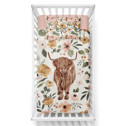 (FAIT AU QUEBEC) Vaches Highland - Couvre-lit pour bassinette - Douillette Fait Québec- oleoops - $19.99! Literie-Déco et moi 