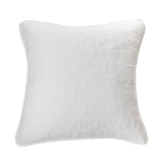 Cache coussin piqué blanc FOLIAGE  ( 18'' X 18'')- Par Brunelli Cache coussin  ,disponible chez Literie-Déco et moi 