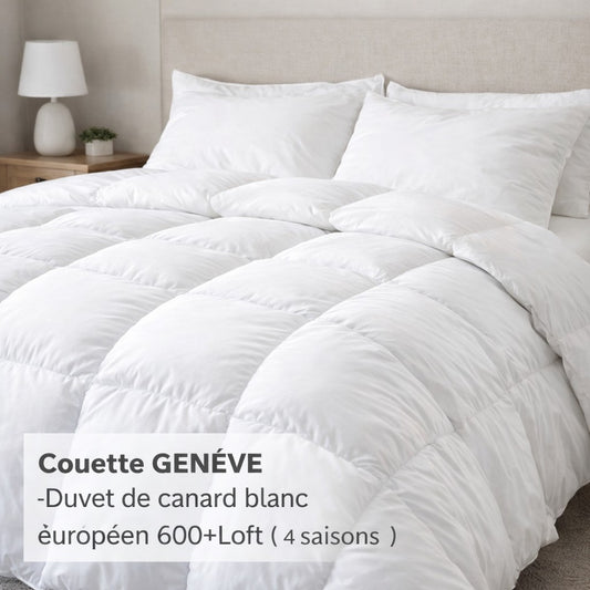 ( Fait au Canada )- Couette GENEVE -Duvet de canard blanc européen 600+Loft ( 4 saisons ) Collection Literie & Déco et moi de LITERIE & DÉCO ET MOI – PRODUIT de qualité chez Literie & Déco et Moi